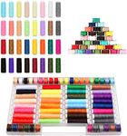 Kurtzy 64 Pack Mini Polyester Sewing Machine Thread Spool Bobbin Set with Case - Spools with 20 and 40m/22 and 44 Yards of Thread - Bobbin Spool Kit Assorted Colours for Hand and Machine Embroidery