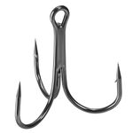 PATIKIL 2/0# Fishing Treble Hooks, 10Pcs 3X Strong Treble Fish Hook High Carbon Steel Fishing Hooks Round Bend Barbed for Freshwater Saltwater, Black