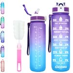 Water Bottles with Time Marking - Leakproof Reusable 32oz Motivational Water Bottle with Straw - BPA Free Daily Christmas Xmas Sports Gym Workout 1l Bottle for Running (Ombre Mermaid)