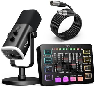 FIFINE Gaming Equipment Bundle, Dynamic XLR/USB Gaming Microphone Set with Streaming Audio Mixer for Podcast Recording Video Vocal, RGB Gamer Set with Volume Fader/XLR Interface for PC-AmpliGame KS5