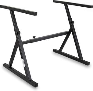 Pyle Heavy Duty Folding Keyboard Stand - Sturdy Reinforced Z Design w/ Adjustable Width & Height, Foam Padded Arms, Digital Piano Stand, Fits 54-88 Key Electric Pianos & Used for Travel & Storage