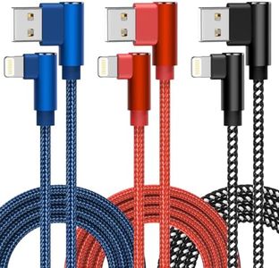 iPhone Charger 10ft 3 Pack Apple MFi Certified Lightning Cable 90 Degree Fast Charging Cord, Nylon Braided USB Charging Cable Compatible with iPhone 14 13 12 11 Pro Max XR XS X 8 7 6 Plus SE
