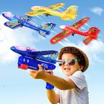 VewePata Airplane Launcher Toys,3 Pack 2 Flight Modes Dinosaur Themed LED Foam Glider Planes Outdoor Flying Toys Birthday Gifts for Kids Boys Girls Ages 4 5 6 7 8 9 10 11 13 Years Old