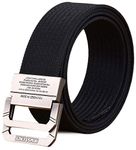 Longwu Men's Military Web Canvas Double D-Ring Buckle Casual Tactical Belt-Black-130cm