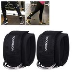 VORCOOL 2Pcs Ankle Straps for Cable Machines Weightlifting Gym Workout Fitness Double D-Ring Neoprene Padded Cuffs Legs, Abs and Glute Exercises with Carry Bag Fits Men&Women