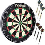 18”x 1.5” Bristle Dartboard Set with 6 Darts, High-Grade Compressed Sisal Darts Board with Removable Number Ring, Regulation Steel Tip Dart Board for Party, Game, Adults, Gift