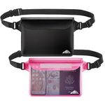 HEETA 2 Pack Waterproof Pouch, Screen Touch Sensitive Waterproof Dry Bag with Adjustable Waist Strap, Keep Your Phone and Valuables Dry for Swimming Kayaking Boating Fishing & Beach, Black & Pink