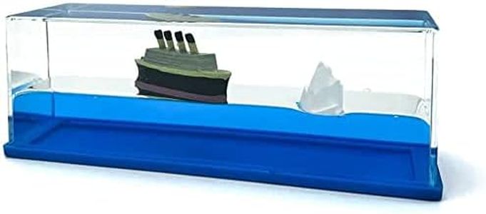 Honsheng Unsinkable Titanic Simulator Toy Wavey Boat in a Box Liquid Wave Cruise Fluid Ship Decoration Ornament for Car Paperweight Desk Gifts (Blue-Love) L-520
