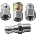 Beduan Pressure Washer Sewer Jetter Nozzle Stainless Steel Button Nose Jet Nozzle, Rotating Flat Jetting Nozzle, Drain Jet Hose Nozzle for Cleaning Sink Drain Pipe 5000PSI