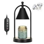Soilsiu Candle Warmer Lamp with Timer, Electric Black Candle Warmer Light for Bedroom, Dimmable Wax Melts Warmer for Candle Jars, Home Decor Beside Lamp Gifts for Women (2 Bulbs Included)