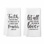 Christian Gifts for Women Men, Bible Verse Scripture Kitchen Towels with Inspirational Thoughts & Prayers, Religious Housewarming Birthday Christmas White Elephant Gifts, 2Pcs Waffle Dish Towels