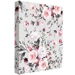 WAVEYU Cute 3 Ring Binder 1 Inch Ring with Letter Size Interior Pockets for School Office Supplies, Grey Flower