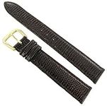 17mm DeBeer Genuine Leather Padded Lizard Grain Dark Brown Replacement Watch Band Strap