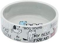 5-inch Ceramic Dog Bowl Cartoon Pattern, Cute, Chew-Proof, Dishwasher and Microwave Safe