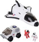 Dazmers Space Shuttle Toy - Kids Spaceship with 2 Astronaut Figures, Mechanical Arm and Rover - Rocket Ship Lights Up with Blast Off Sound Effects - Fun Space Toys for Children, Boys and Girls