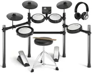 AODSK Electric Drum Set,Electronic Drum Kit for Kids with 195 Sounds,Mesh Drum Pads,Drum Sticks,Heavy Duty Pedals,Drum Throne,Sticks Headphone Included,Light & Portable