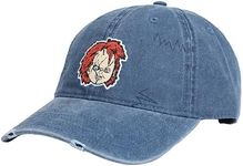 Chucky Face with Distressed Logo Adult Denim Baseball Cap