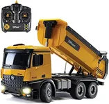 Top Race Remote Control Dump Truck Toy - Heavy-Duty Metal Construction Vehicle - Large 1:14 Scale, 7 LBS Load Capacity - Strong Engines - Heavy Rubber Tires - Kids Trucks Toys