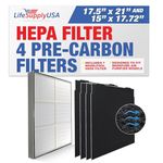 Replacement HEPA Filter with 4 Pre-Carbon Filters Compatible with Whirlpool Whispure Air Purifier Models AP450 AP510 AP45030HO; Replaces Part # 1183054