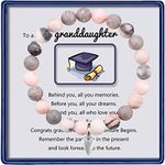 Graduation Gifts for Her Natural Stone Beads Behind You Graduation Bracelet for Daughter Granddaughter Niece 2024 College High School Graduation Gifts for Women Teen Girls (Granddaughter-Pink)