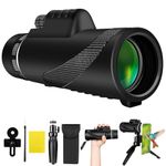 Monocular Telescope 40X60 High Power with Smartphone Holder Tripod Compact Waterproof HD Pocket Monoculars Scope Wildlife Bird Watching Hunting Hiking Concerts Travel for Adults BAK4 Prisms FMC Lens