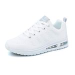 Womens Trainers Athletic Running Shoes Breathable Air Cushion Sneakers Fashion Sport Gym Trainers White 5 UK
