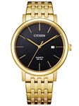 Citizen Analog Black Dial Men's Watch-BI5072-51E Stainless Steel, Gold Strap