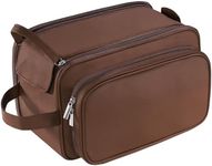 Buruis Extra Large Toiletry Bag for Men, Travel Toiletry Organizer Dopp Kit Water-resistant Shaving Bags, PU Leather Cosmetic Bathroom Shower Bag for Toiletries, Grooming, Accessories (Brown)