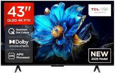 TCL 43P7K-UK 43" QLED 4K Ultra HD HDR Google TV (Google Assistant, Freeview Play, Dolby Atmos, Dolby Vision, HDR10+, 120Hz Game Accelerator, Motion Clarity，2025 New Model)