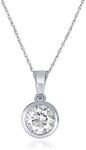 La Joya Sterling Silver Diamond Necklace For Women | Lab Grown 1/6 CT. TW. Bezel Set Single Diamond Necklace | Ideal Gold Plated Solitaire Diamond Necklace for Girls and Teens