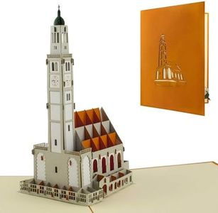 Diese-Klappkarten Biglietto Auguri Viaggio - Biglietto Regalo Viaggio Pop Up - Sorpresa per Compleanno Congratulazioni Anniversario - Design con Torre Perlach Augsburg - 12 x 12 cm