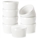 Ramekin Bowls 8OZ,WERTIOO 8 PCS Bakeware Set for Baking and Cooking, Oven Safe Sleek Porcelain Colorful Ramikins for Pudding, Creme Brulee, Custard Cups and Souffle Small instant table tray