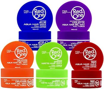 Redone Aqua & Matte Wax Series Lot de 5 cires capillaire coiffantes pour cheveux Bleu, Violetta, Orange, Vert mat, Rouge 150 ml | Contrôle maximum | Force complète | pour hommes et femmes