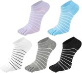 WKLOUYHE Women Stripe Toe Socks Five Finger Sports Colorful Socks for Women Men_Free Size,Multicolour,Pack Of 06