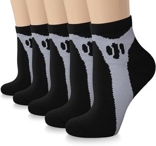 5 Pairs Copper Compression Socks for Women & Men - Ankle Plantar Fasciitis Arch Support Running Socks for Athletic