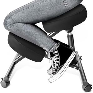 PU Leather Ergonomic Kneeling Office Chair,Adjustable Home and Office Stool for Home and Office with Thick Pads and Flexible Lockable Brake Wheels for Effective Back Pain Relief (Black)