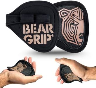 BEAR GRIP® Neoprene Gym Gloves for Men & Women – Hygienic Alternative to Weight Lifting Gloves, Open-Hand Grips for Weight Lifting, CrossFit, Barbell & Dumbbell Workouts, Gym Grip Pads (Black-Rubber)
