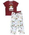 Lazy One Women's Pajama Set, Short Sleeves with Cute Prints, Relaxed Fit, On Cloud Wine Pajama Set, Large