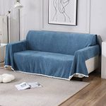 HOKIPO Chenille Sofa Couch Slipcover 2 Seater Large, 180 (D) x 260 (L) cm (AR-4644-N3, Blue)