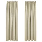 Deconovo Blackout Curtains Thermal Insulated Room Darkening Curtains Energy Saving Super Soft Pencil Pleat Curtains for Bedroom 52 x 95 Inch Beige 2 Panels