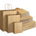 120 Pack Brown Paper Bags with Handles, Assorted Sizes Kraft Paper Bags Gift Bags Bulk Shopping Bags for Small Business Retail Party Favor Restaurant Takeout, 40 Each (Large, Medium, Small)