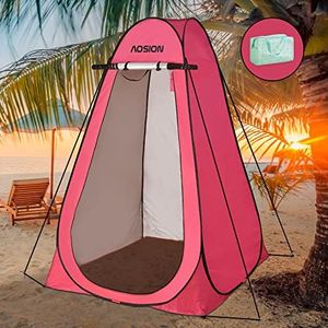 AOSION Privacy Shower Tent,Pop Up Changing Tent,Camp Bathroom Changing Dressing Room,Portable Toilet Tent with Carry Bag for Camping, Beach,Pink.