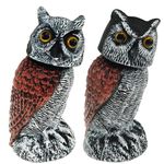 2 Pack Owl Decoys to Scare Birds Away, Scarecrow Fake Owl with Rotating Head, Natural Outdoor Garden Owl for Bird Deterrent, Plastic Owl Decoy to Keep Birds Away for Patio, Fence, Yard, Outdoor