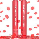 2 Pack Confetti Cannon Confetti Poppers | Biodegradable Red Confetti | TUR Party Supplies | Launches Up to 25ft | Giant (12 in) | Party Poppers for Graduation, Birthdays, Weddings, and Memorial Day