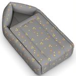 CHERILO 3 in 1 Baby Bed, Sleeping Bag & Carry Nest, Cotton Baby Bedding for New Born & Infant, Portable Bassinet, for Baby Carrying & Unisex Baby Sleeping Bed, Diwali Gifts, 0M+ (Grey Leaf)