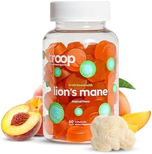 Troop Mushroom Lion's Mane Gummies, Supplement for Focus & Mood, Cognitive, Immune & Memory Support - Brain Boost, Natural Peach Mango Flavored Nootropic with Fruit Body Gummy - Vegan, 60 Count