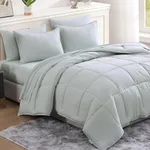 Casa Platino King Size Comforter Set Pre-Washed – 7 Piece Bed in a Bag – Brushed Microfiber King Comforter Set – Includes Comforter, Flat Sheet, Fitted Sheet, 2 Pillowcases & 2 Pillow Shams- Mineral