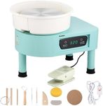 Huanyu Pottery Wheel 10in Electric Ceramic Wheel Forming Machine 350W LCD Screen & Aluminum Alloy Foot Pedal Ceramic Clay Machine Detachable Basin 0-320RPM Art Craft Sculpting Tool Kit Green