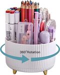 INKULTURE 360-Degree Rotating Pen Holder for Desk, Desk Organizers and Accessories with 5 Compartments Pencil Organizer, Art Supply Storage Box Caddy for Office and Home.