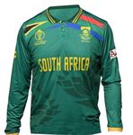 South Africa 50 Over World Cup Jersey 2023 (Full Sleeves) (Plain Back (NO Player Name), 36 (for 11-12 Years)) Green